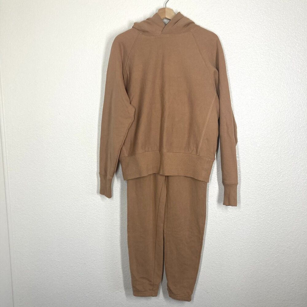 Thakoon Tracksuit Womens Medium Brown Fleece Hoodie Jogger Sweatpants Set Cozy